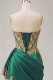 Dark Green Satin Sweetheart Ruched Sequins Sheer Corset Short Prom Dress with Sash