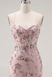 Blush Bodycon Halter Neck Sheer Corset Sequins Short Prom Dress