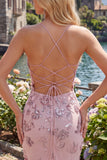 Blush Bodycon Halter Neck Sheer Corset Sequins Short Prom Dress