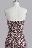 Coffee Leopard Print Ruched Tight Short Corset Homecoming Dress with Beading