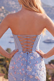 Sweetheart Pink Corset Bodycon Floral Homecoming Dress with Appliques