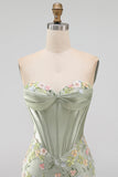 Sweetheart Pink Corset Bodycon Floral Homecoming Dress with Appliques