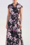 White A-Line Floral Long Mother of the Bride Dress with Belt