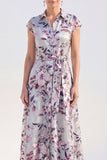White A-Line Floral Long Mother of the Bride Dress with Belt