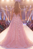 Pink Mermaid One Shoulder Sheer Corset Slit Floral Long Pageant Dress