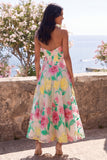 Daffodil Pink Flower Strapless A-Line Midi Dress