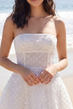 Ivory A Line Strapless Corset Beaded Mini Dress