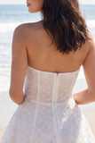 Ivory A Line Strapless Corset Beaded Mini Dress