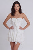 Strapless Ruffled A Line Little White Dress