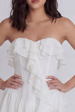 Strapless Ruffled A Line Little White Dress