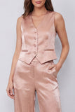 Dusty Rose 2 Piece V Neck Women's Suits with Pockets