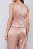 Dusty Rose 2 Piece V Neck Women's Suits with Pockets