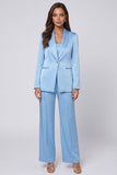 Shawl Lapel Light Blue 2 Piece Women's Suits