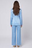 Shawl Lapel Light Blue 2 Piece Women's Suits