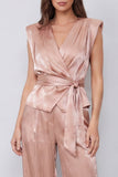 Ruched Dusty Rose 2 Piece Women's Suits with Sash
