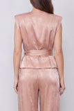 Ruched Dusty Rose 2 Piece Women's Suits with Sash