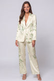Notched Lapel Light Green Printed 2 Piece Women's Suits