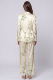 Notched Lapel Light Green Printed 2 Piece Women's Suits