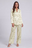Notched Lapel Printed 2 Piece Light Green Women's Suits