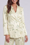 Notched Lapel Printed 2 Piece Light Green Women's Suits