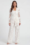 Notched Lapel 2 Piece Floral Ivory Women's Suits