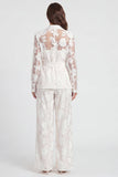 Notched Lapel 2 Piece Floral Ivory Women's Suits