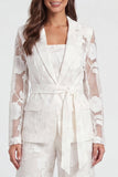 Notched Lapel 2 Piece Floral Ivory Women's Suits