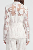 Notched Lapel 2 Piece Floral Ivory Women's Suits