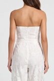 Notched Lapel 2 Piece Floral Ivory Women's Suits