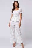 Square Neck 2 Piece Ivory Floral Women's Suits