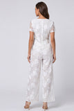 Square Neck 2 Piece Ivory Floral Women's Suits