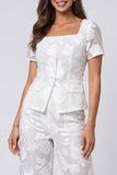 Square Neck 2 Piece Ivory Floral Women's Suits