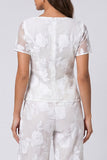 Square Neck 2 Piece Ivory Floral Women's Suits