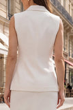 Ivory Shawl Lapel Single Breasted 2-piece Sheath Work Dress