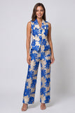 Blue Floral Shawl Lapel Single Breasted 2-piece Work Suits
