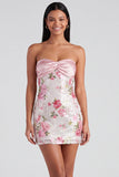 Light Pink Bodycon Strapless Mini Homecoming Dress with Sequins