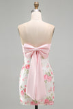 Light Pink Bodycon Strapless Mini Homecoming Dress with Sequins