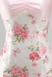 Light Pink Bodycon Strapless Mini Homecoming Dress with Sequins