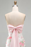 Light Pink Bodycon Strapless Mini Homecoming Dress with Sequins