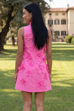Hot Pink High Neck A-Line Homecoming Dress with 3D Flowers