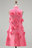 Yellow Round Neck Bodycon Homecoming Dress with 3D Flowers