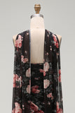 Black Mermaid Sweetheart Floral Ruched Chiffon Long Formal Dress with Slit