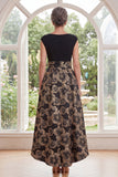 Black A-Line Bateau Neck Floral Jacquard High Low Mother Of the Bride Dress with Bow