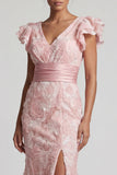 Blush Sequin V Neck Mermaid Mother Of the Bride Dress