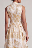 Champagne A Line Printed High Low Mother Of the Bride Dress