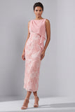 Blush Bateau Neck Sheath Sequin Midi Mother Of the Bride Dress