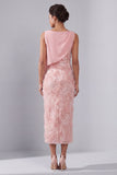 Blush Bateau Neck Sheath Sequin Midi Mother Of the Bride Dress