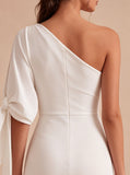 White One Shoulder Tight Short Graduation Dress