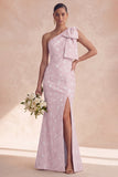 One Shoulder Floral Sage Mermaid Bridesmaid Dress
