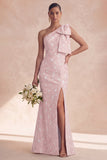 One Shoulder Floral Sage Mermaid Bridesmaid Dress